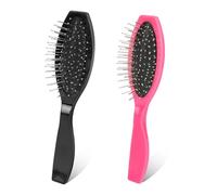 Lot de 2 brosses à extensions de cheveux synthétiques en acier inoxydable - Pour femme et homme - Peignes de perruque en métal pour extensions de cheveux - Démêlage des perruques