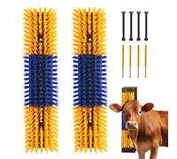 Lot de 2 brosses à gratter pour animaux avec 4 vis, brosse à gratter le dos des animaux pour vache, bétail, mouton, cheval, cochon, outil de toilettage de massage (jaune, 2 pièces)