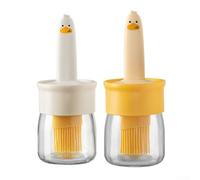 Lot de 2 brosses à huile en silicone avec verre pour barbecue, grill, cuisson et vitrage avec pièces amovibles