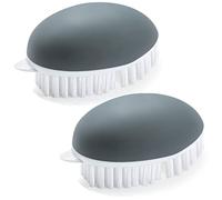 Dfacio Lot de 2 brosses à légumes avec extracteur de pois, poignée antidérapante, brosse à légumes avec poils flexibles et durs, pour nettoyer les aliments, la soie de maïs et les carottes