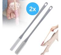 lot de 2 brosses à nettoyer les pieds et les orteils en silicone, à long manche, parfaites pour les personnes âgées, grises - NOGETKA