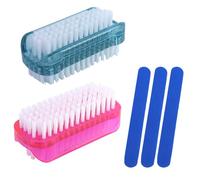 Lot de 2 brosses à ongles et 3 limes à ongles, brosse à main en plastique, brosse de nettoyage pour ongles, brosse de lavage à la main, brosse à ongles pour le nettoyage des ongles