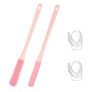 Lot de 2 brosses à orteils à long manche en silicone - Brosse de nettoyage - Exfoliant entre les orteils - Brosse de nettoyage douce - Avec crochet de grande portée - Pour personnes âgées, hommes et