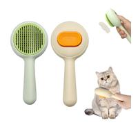 Lot de 2 brosses à poils de chat pour chien - Avec bouton de déverrouillage - Convient pour les chats et chiens à poils longs et courts - Brosse à poils d'animaux - Élimine les nœuds et les poils