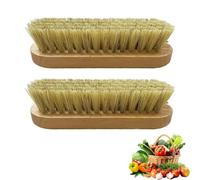 Lot de 2 Brosses à Pommes de Terre et Légumes en Bois de Hêtre - Poils Naturels de Qualité Supérieure pour Carottes et Légumes-Racines