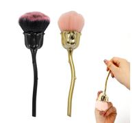 Lot de 2 brosses à poussière pour ongles, poils en nylon ultra doux, forme de rose et tête ronde, outils de nettoyage pour ongles, brosse de maquillage pour ongles, dépoussiérant de manucure