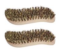Lot de 2 brosses à récurer avec poils extra durs, brosse de nettoyage, brosse à main, poignée ergonomique en bois en forme de S, jardin, maison - Fabriqué en Allemagne