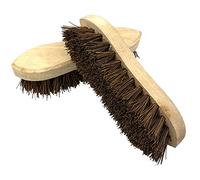 Lot de 2 brosses à récurer en bois robustes | Brosse à poils durs de 20,3 cm avec remplissage rigide | Brosse à récurer traditionnelle à la main idéale pour nettoyer les sols durs pour enlever la
