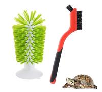 Lot de 2 brosses à tortue avec ventouse et exfoliation, accessoires pour réservoir (vert)