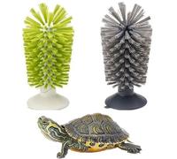 Lot de 2 brosses à tortue avec ventouse pour rayures sur le dos, les coquilles et les écailles de tortue - Brosse exfoliante à oreilles rouges