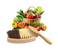 Lot de 2 brosses à vaisselle en bois de hêtre pour légumes et champignons 11 x 5 cm Brosse à pommes de terre en bois de hêtre pour légumes et fruits pour pommes de terre, carottes et légumes, brosse à