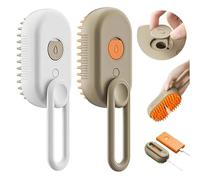 Lot de 2 brosses à vapeur 3 en 1 pour chat - Outil d'épilation des poils d'animaux domestiques - Poignée pivotante à 360° - Brosse de massage en silicone pour chats et chiens