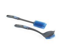 Lot de 2 Brosses Antibactériennes Beldray - Brosse Ronde/Bouteille Ultra-Grip avec têtes en Caoutchouc et grattoir, poignée Ergonomique, Traitement antibactérien, Crochet de Suspension