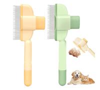 Lot de 2 brosses auto-nettoyantes pour animaux de compagnie, brosse pour chat, brosse à pelage pour nœuds et enchevêtrements, peigne à puces et peigne de toilettage pour chats et chiens