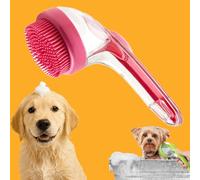 Lot de 2 brosses de bain 2 en 1 pour chien avec distributeur de savon, brosse de bain en silicone souple avec long manche pour le nettoyage des chats, chiens, lapins (rouge, 2 pièces)