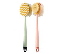 Lot de 2 brosses de bain double face en éponge à long manche, en microfibre douce pour un nettoyage doux du corps et une exfoliation