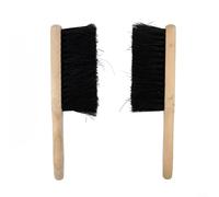 Lot de 2 brosses de cheminée, manche en bois de 28 cm avec poils de noix de coco pour nettoyer les cendres et la suie, outil d'entretien en profondeur pour propriétaires de cheminées à domicile