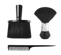 Lot de 2 brosses de cou pour barbier, avec 1 peigne à queue pointue, brosse à cheveux avec poignée, brosse douce pour cheveux cassés, pour nettoyer les cheveux cassés (noir)