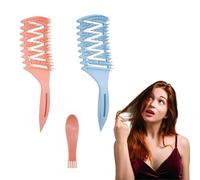 Lot de 2 brosses de définition de boucles, peignes à rouleau bouclés, brosse de séparation pour cheveux bouclés humides, façonnant et définissant des boucles pour homme et femme (rouge et bleu)