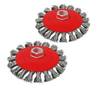 Lot de 2 brosses de désherbage haute vitesse pour tondeuses à gazon, brosses de désherbage avec filetage M14, brosses métalliques Ø 100 mm, brosse coupelle pour mauvaises herbes et mousse de jardin