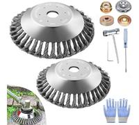 Lot de 2 brosses de désherbage pour débroussailleuse, 150 mm + 200 mm x 25,4 mm, Brosse métallique pour débroussailleuse, avec Brosse Anti-Mauvaises Herbes, Brosse à Mauvaises Herbes pour