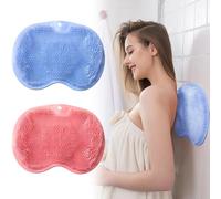 Lot de 2 brosses de douche pour pieds et dos à fixation murale, coussin de massage en silicone avec ventouses, tapis de bain exfoliant pour peaux mortes