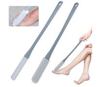 Lot de 2 brosses de lavage des pieds en silicone,peiyee toe gap cleaning brush,brosse pieds douche,Brosse à pied avec long manche per sonnes âgées, femmes enceintes et d'autres problèmes de mobilité