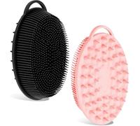 Lot de 2 brosses de massage en silicone pour le corps, douche et shampoing, brosse de massage du cuir chevelu pour sec et humide, mousse bien, stimule la circulation sanguine, gratte-dos pour tous les