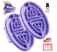 Lot de 2 brosses de massage méridiennes professionnelles douces et élastiques avec ruban à mesurer à l'huile essentielle, carte méridienne pour le cou, le dos, les pieds lombaires, bleu