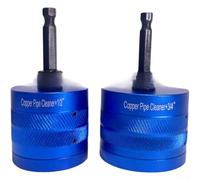 Lot de 2 brosses de nettoyage de tuyaux en cuivre, outil de plomberie pour tuyaux en cuivre, brosse de nettoyage CVC avec nettoyeur de tuyaux alimenté par perceuse, brosse à poils de cuivre avec anti