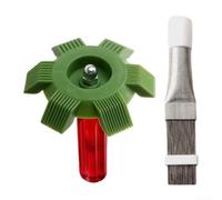 Lot de 2 brosses de nettoyage en acier inoxydable pour climatiseur, nettoyeur de bobine, condensateur, peigne à ailettes compatible avec sèche-linge, CVC, réfrigérateur