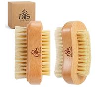 Lot de 2 brosses de nettoyage en bois pour ongles - 2 brosses à récurer pour ongles et pieds - Poils de sanglier naturels - Antidérapantes - Pour homme et femme
