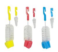 Lot de 2 brosses de nettoyage pour biberon de lait et tétine, trou de suspension pour un rangement facile, brosse anti-rayures, nettoyage facile (petit + grand) (couleur aléatoire) (D2)