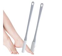 Lot de 2 brosses de nettoyage pour orteils en caoutchouc souple - Applicateur de lotion pour les orteils, brosse à long manche pour frotter les pieds, personnes âgées, hommes et femmes