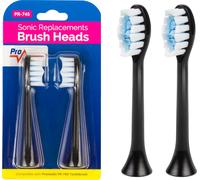 lot de 2 brosses de rechange pour Promedix PR-740 Brosse à dents sonique électrique 2 pièces 2x brosses de rechange, Noir