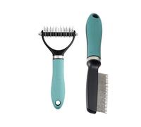 Lot de 2 brosses de toilettage - Lot de 2 brosses à démêler, outils dentaires en acier inoxydable | Design ergonomique, système de toilettage lisse pour chiens, chats, poils longs et courts
