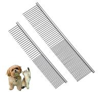 Lot de 2 brosses de toilettage pour chiens et chats - Peigne démêlant et brosse à démêler en acier inoxydable 16,3 cm et 19,1 cm pour enlever les nœuds, les tapis et les poils morts