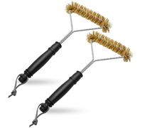 Lot de 2 brosses en laiton pour barbecue - Anti-brûlure - Petite brosse à pizza - Brosse de four pour grille de barbecue, barbecue à gaz, barbecue au charbon de bois