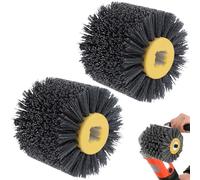 Lot de 2 brosses en nylon - Grain 120 - Brosse de polissage - Roue de tréfilage - Brosse pour rouleau abrasif, ponceuse à brosse, machine à satiner - Embouts de ponçage (gris)