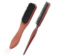 Lot de 2 brosses en poils de sanglier Sleek Bun Brosse Teasing Hair Bristle Brosse à barbe Hommes Poils naturels doux pour coiffer les cheveux et la barbe