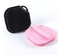 Lot de 2 brosses exfoliantes en silicone pour le corps, luffa en silicone souple pour peaux sensibles, masseur du cuir chevelu, facile à nettoyer, mousse bien noire et rose