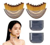 Lot de 2 brosses lymphatiques pour le contour et la désintoxication, brosse de drainage lymphatique en bois doux pour le visage, le cou et la mâchoire, améliore la circulation
