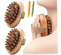Lot de 2 brosses méridiennes de massage pour le corps, outils massage portables en bois avec sangle et stylos d'acupuncture, masseur corporel Gua Sha pour éliminer la cellulite, façonner, soulager