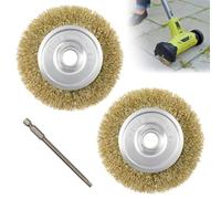 Lot de 2 brosses métalliques de rechange RAC814 compatibles avec Ryobi RY18PCA-0 et OPC1800 pour nettoyage de terrasse pour pavés, mauvaises herbes et joints de mousse - Brosse métallique de 115 mm