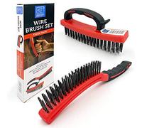 Lot de 2 Brosses métalliques en acier ultra robuste, avec poignée en plastique facile à tenir, brosses idéales pour enlever les saletés et traces de rouille tenaces