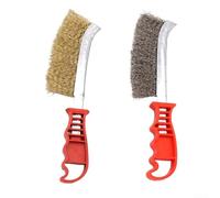 Lot de 2 brosses métalliques pour enlever la rouille et le nettoyage de la peinture avec poignées en plastique, en acier inoxydable plaqué cuivre pour le soudage et le retrait des scories (2 types)