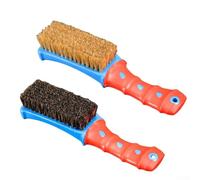 Lot de 2 brosses métalliques robustes pour enlever la rouille et la saleté sur les grilles de barbecue, outils de jardin et cadres de fenêtre avec poignée en caoutchouc et trou de suspension