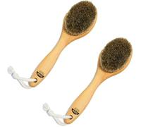 Lot de 2 brosses pour le corps, manche court de 22,9 cm, crin de cheval, manche en bois d'arbre hinoki japonais