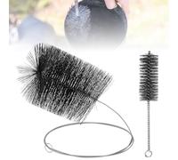 Lot de 2 brosses pour tuyau de poêle : brosse de poêle Ø 150 mm/180 mm de longueur 170 mm, balai de cheminée avec tige flexible, brosse pour tuyau de poêle, balai de cheminée, kit de nettoyage pour