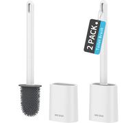 Lot De 2 Brosses Toilettes Wc Avec Supports,Wc Silicone,Balai Toilette Wc Suspendu Pour Salle De Bain,Blanc